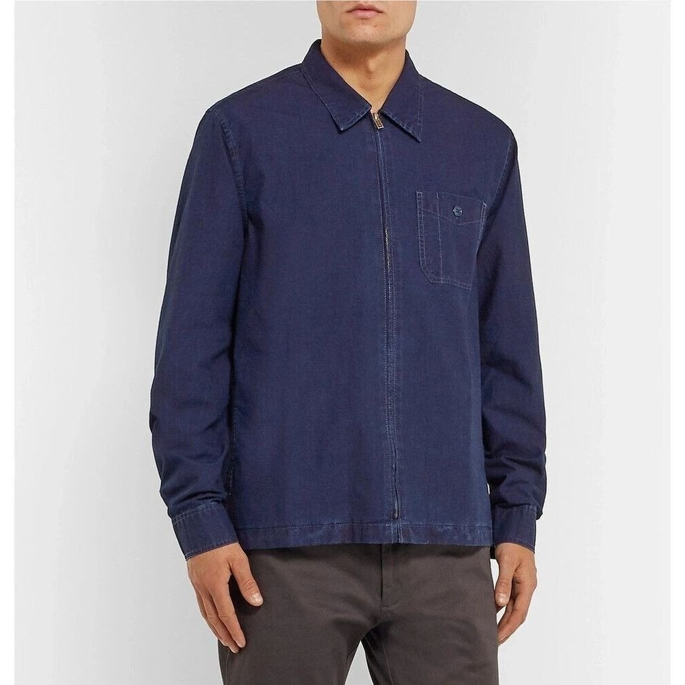 Wallace & Barnes Ripstop Shirt Jacket Mens XS Navy Indigo Full Zip Workwear Coat